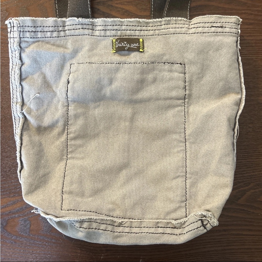 Thirty-One Retro Metro Bag Brown w/ Frayed Edges Yellow FlowerCrossbody Shoulder - Picture 4 of 8